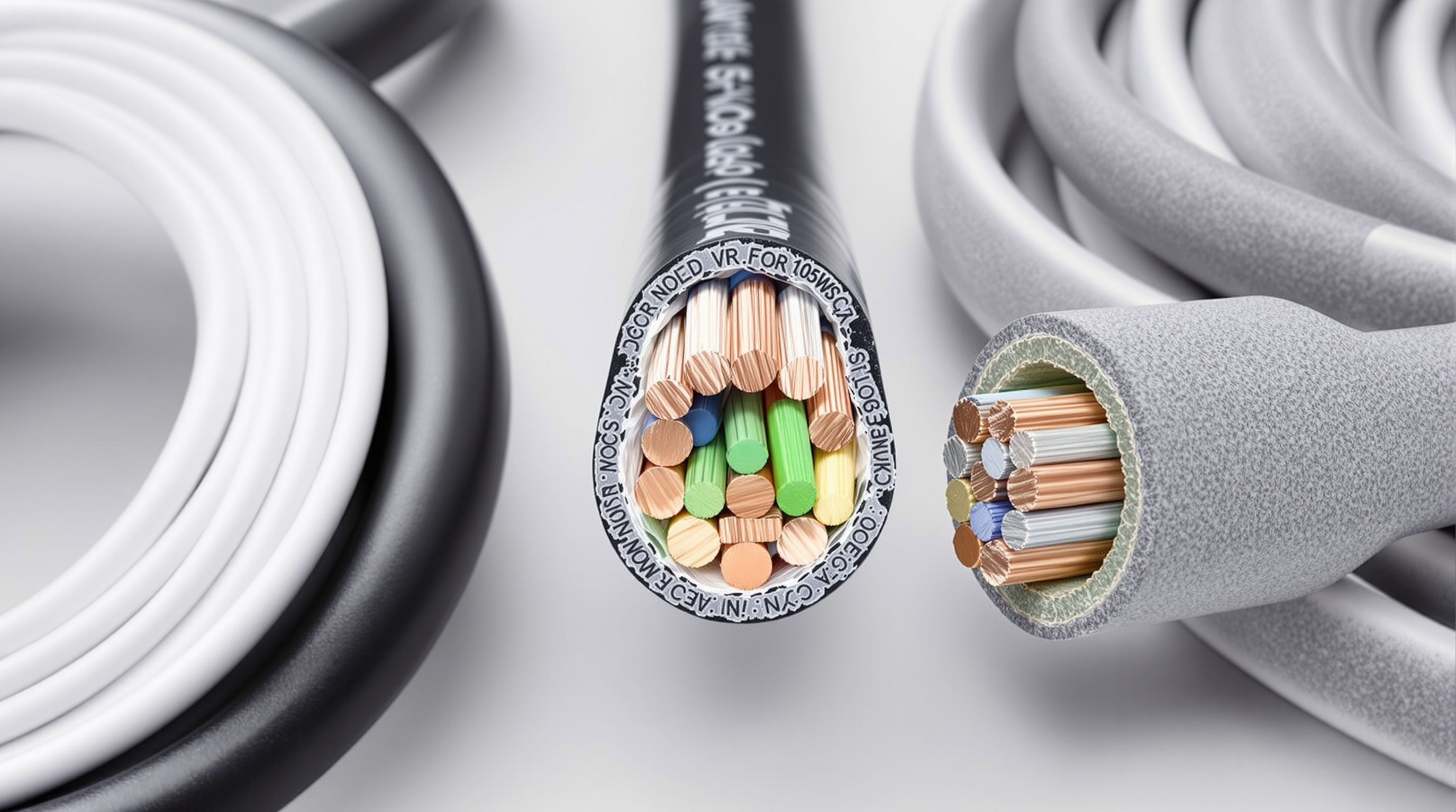 Different flexible cord types including flat and round jacketed cords